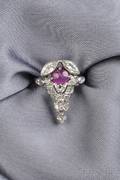 Art Deco Platinum Star Ruby and Diamond Ring