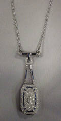 Art Deco Platinum Sapphire and Diamond Pendant Watch Dreicer  Co
