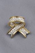 18kt Gold Platinum and Diamond Bow Brooch Tiffany  Co