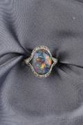 Art Deco Platinum Black Opal and Diamond Ring