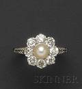 18kt White Gold Pearl and Diamond Ring