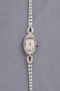 Ladys Platinum and Diamond Wristwatch