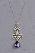 Art Deco Amethyst and Diamond Pendant
