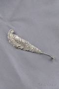 Platinum and Diamond Feather Brooch