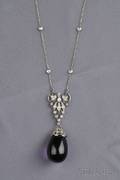 Art Deco Platinum Amethyst and Diamond Pendant