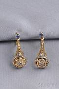 18kt Gold Sapphire and Diamond Earpendants
