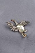 Antique Rosecut Diamond and Blister Pearl Duck Brooch France