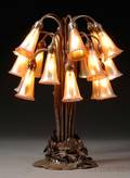 Buffalo Bronze Works Lily Table Lamp with Lundberg Shades