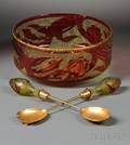 Art Nouveau Art Glass Bowl with Servers