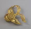 18kt Gold Fish Brooch