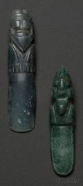 Two PreColumbian Carved Jade Bird Pendants