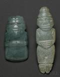 Two PreColumbian Carved Jade Pendants