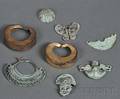 Eight PreColumbian Tumbaga Ornaments