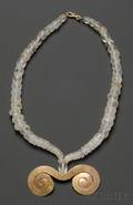 PreColumbian Rock Crystal Necklace with Gold Pendant