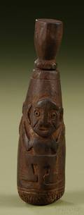 PreColumbian Carved Wood Lime Container