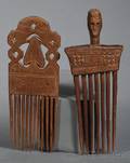Two African Carved Wood Combs