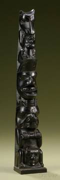 Northwest Coast Carved Argillite Totem Pole