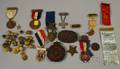 Group of Mostly US Military Political and Collectible Medals Buttons and Badges