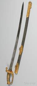 US Navy Giltmetal Mounted Presentation Sword and Scabbard