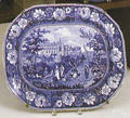 Large Staffordshire blue and white transfer decorated platter ca 1840