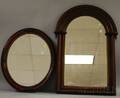 Victorian Archedtop Walnut Framed Mirror and a Late Victorian Oval Painted Framed Mirror