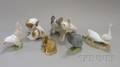 Five Royal Copenhagen Porcelain Figures Figural Groups and a Porcelain Recumbent Deer Figure