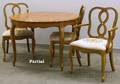Provincial Louis XV Style Walnut Dining Table with Five Needlepoint Upholstered Chairs