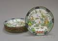 Set of Eight Crown Staffordshire Enamel Decorated Porcelain Plates