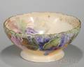 Gilt and Handpainted Grapevine Decorated Limoges Porcelain Footed Punch Bowl