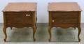 Pair of Louis XV Style Walnut and Walnut Veneer TwoDrawer End Tables