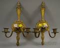 Pair of Brass Double Candle Wall Sconces
