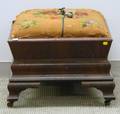 Empire Needlepoint Upholstered Mahogany Veneer Ottoman