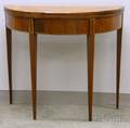 Federal Inlaid Mahogany and Mahogany Veneer Demilune Card Table