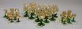 Four Sets of Assembled Gilt and Etched Colorless and Green Glass Stemware
