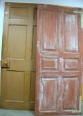 Two Architectural Painted Wood Paneled Doors