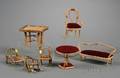 Group of Japanese Bamboo and Rattan Dollhouse Furniture