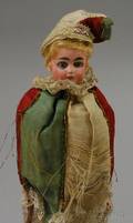 Bisque Head Puppet Doll on Wooden Stick
