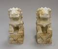 Pair of Chinese Carved Marble Garden Foo Dogs