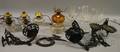 Seven Victorian Pressed Glass Kerosene Lamps with Cast Iron Wall Brackets
