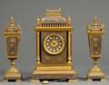 French ThreePiece Giltbrass Clock Garniture
