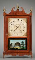 Mahogany Pillar and Scroll Shelf Clock by Ephraim Downes