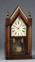 Mahogany Sharp Gothic Steeple Clock by C Goodrich