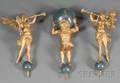 Three Polychrome Cast Iron Dutch Figural Tall Clock Finials