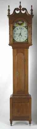 Pennsylvania Sheraton cherry tall case clock ca 1820