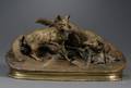 Pierre Jules Mene French 18101879 Bronze Figure of a Pair of Foxes Groupe de Reynards