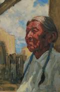 Ned Jacob American b 1938 Portrait of Native American Man Possibly from Taos