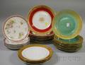 Four Partial Sets of Glass and Porcelain Plates