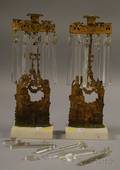 Pair of Giltmetal Figural Girandole Candlesticks with Prisms