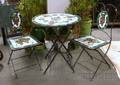 ThreePiece Art Glass Mosaic and Wrought Iron Patio Set