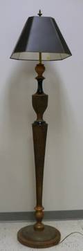 Partebonized and Painted Turned Wood Floor Lamp